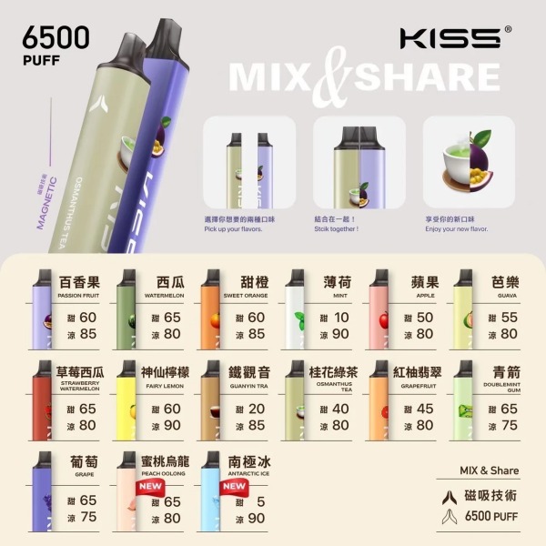 Kiss拋棄式電子煙6500口 凱斯KIS5一次性6500口 正品現貨
